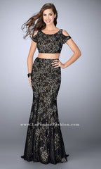 Two-Piece La Femme Long Lace Prom Dress