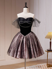Robe de bal courte en tulle noir, robe de retour noire