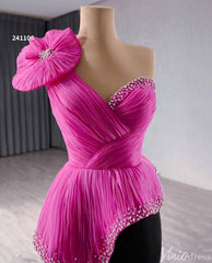 Black Pink Mermaid Prom Dresses One Shoulder Pageant Gown 241106