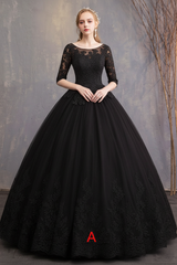 Princess Wedding Dresses Lace Illusion Half Sleeve Floor Length Bridal Gown