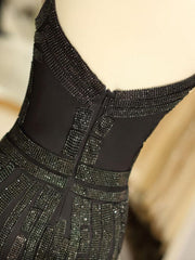 Black Prom Dresses Mermaid Luxury Heavy Beaded Straps Long Formal Evening Dress