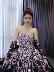 Black Shimmering Lace Applique Wedding Gown Off the Shoulder Quinceanera Dress 241059