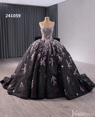 Black Shimmering Lace Applique Wedding Gown Off the Shoulder Quinceanera Dress 241059