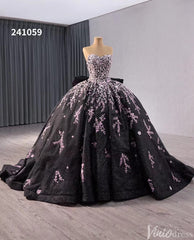 Black Shimmering Lace Applique Wedding Gown Off the Shoulder Quinceanera Dress 241059