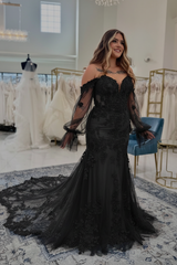Sweetheart Appliques Lace Mermaid Wedding Dresses Chapel Train