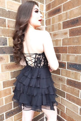 Sweetheart Royal Blue Lace Corset Tiered Party Dress