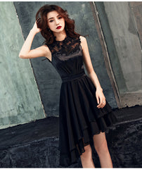 Chic High Low Chiffon and Satin Lace Party Dress, High Low Homecoming Dress Prom Dress