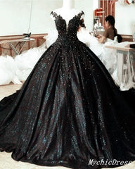 Off the Shoulder Navy Blue Sequin Quince Dresses Ball Gown Lace Sweet 16 dress