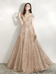 Wholesale A-Line Bridesmaid Dress Jewel Neck Short Sleeve Beautiful Back Floor Length Tulle with Crystals / Bandage