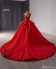 Blue 3D Flower Ball Gown Wedding Dresses Sparkly Off the Shoulder Quinceanera Dress 231075