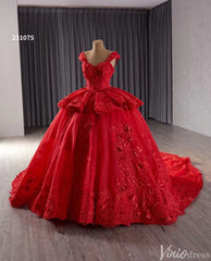 Blue 3D Flower Ball Gown Wedding Dresses Sparkly Off the Shoulder Quinceanera Dress 231075