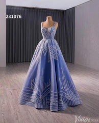 Blue Sequin Lace Wedding Gown Spaghetti Strap Quinceanera Dress 231076