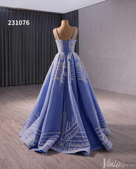 Blue Sequin Lace Wedding Gown Spaghetti Strap Quinceanera Dress 231076