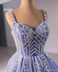 Blue Sequin Lace Wedding Gown Spaghetti Strap Quinceanera Dress 231076