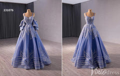 Blue Sequin Lace Wedding Gown Spaghetti Strap Quinceanera Dress 231076