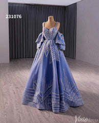 Blue Sequin Lace Wedding Gown Spaghetti Strap Quinceanera Dress 231076