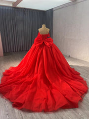 Blush Off the Shoulder Bow Wedding Gowns Lace Beaded Quinceanera Dress 241075