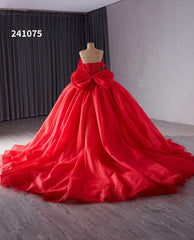 Blush Off the Shoulder Bow Wedding Gowns Lace Beaded Quinceanera Dress 241075