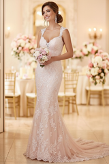 Backless Wedding Bridal Gowns Mermaid Sleeveless Lace Bridal Gowns