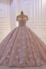 Sweetheart Off-the-Shoulder Backless Lace Wedding Dress Ruffles with Tulle Appliques