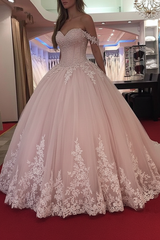 Off-the-Shoulder Princess Wedding Dress Applique Tulle Bridal Dresses Sleeveless