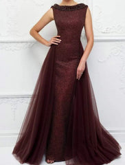 Aimishang A-Line Mother of the Bride Dress Elegant Jewel Neck Floor Length Lace Sleeveless with Pleats