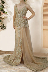Boho Chic Applique Beach Gown with Spaghetti Straps