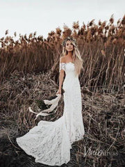Boho Lace Wedding Dresses Lace Mermaid Wedding Dress Viniodress VW1108