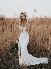 Boho Lace Wedding Dresses Lace Mermaid Wedding Dress Viniodress VW1108