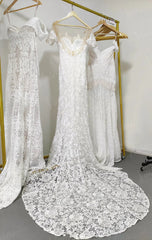 Boho Lace Wedding Dresses Lace Mermaid Wedding Dress Viniodress VW1108