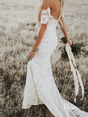 Boho Lace Wedding Dresses Lace Mermaid Wedding Dress Viniodress VW1108