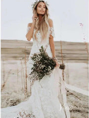 Boho Lace Wedding Dresses Lace Mermaid Wedding Dress Viniodress VW1108