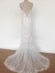 Lace A Line Boho Wedding Dress Halter Sleeveless Bridal Gown With Train