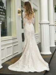 Boho Wedding Dress V Neck Sleeveless Lace Bridal Gowns With Train