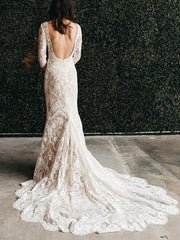 Half Sleeves V Neck Lace Bohemian Wedding Dresses Beach Open Back