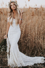 Off the Shoulder Lace Beach Boho Wedding Dresses Mermaid Bridal Wears