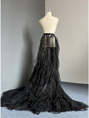Casual Wedding Dresses A-Line Separates Separates Court Train Tulle OverSkirts Bridal Gowns With Solid Color
