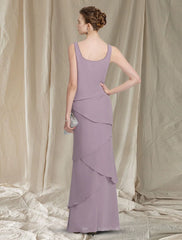 Aimishang  Two Piece Sheath / Column Mother of the Bride Dress Elegant Scoop Neck Floor Length Chiffon Sleeveless Wrap Included with Beading Cascading Ruffles