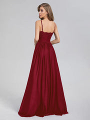 A-Line Spaghetti Straps Sequins Prom Dresses With Split