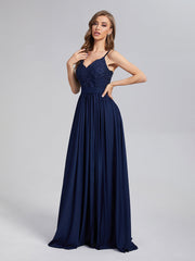 A-Line Spaghetti Straps Sequins Prom Dresses With Split