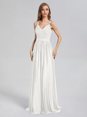A-Line Spaghetti Straps Sequins Prom Dresses With Split