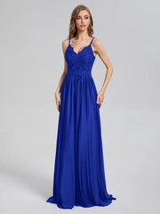 A-Line Spaghetti Straps Sequins Prom Dresses With Split