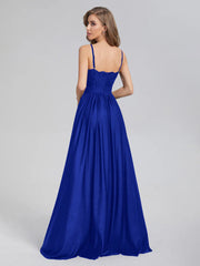 A-Line Spaghetti Straps Sequins Prom Dresses With Split
