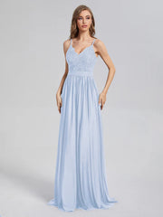 A-Line Spaghetti Straps Sequins Prom Dresses With Split