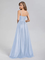 A-Line Spaghetti Straps Sequins Prom Dresses With Split