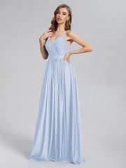 A-Line Spaghetti Straps Sequins Prom Dresses With Split