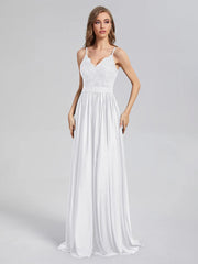 A-Line Spaghetti Straps Sequins Prom Dresses With Split