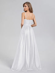 A-Line Spaghetti Straps Sequins Prom Dresses With Split