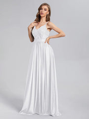 A-Line Spaghetti Straps Sequins Prom Dresses With Split