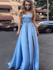 Bridelily Empire Sleeveless Sweetheart Floor-Length Lace Satin Dresses